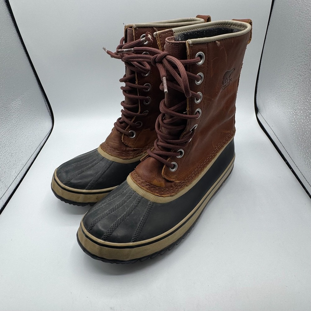 Sorel Boots Womens 10 Brown Waterproof Shearling Winter Duck Boots NL1718-206